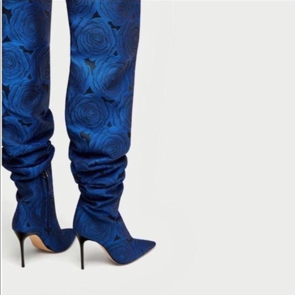Zara Shoes Zara Floral Thigh High Boots Poshmark